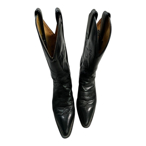 Justin Boots Black Leather Cowboy Western Boots Mens 7.5B Style L4903 - Picture 9 of 12